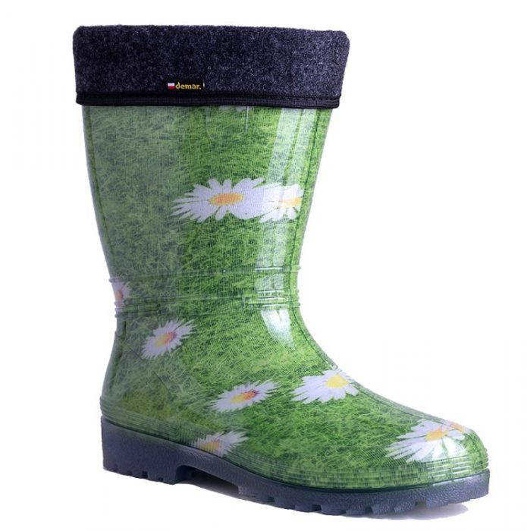 Obrázek z Demar Dámské zateplené holinky RAINNY LUX PRINT 0546 A kytka 