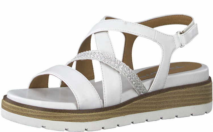 Obrázek z Tamaris 1-28255-28 100 Dámské sandály na klínku bílé 