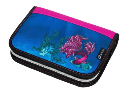 Obrázek Bagmaster GALAXY 9 C školní jednochlopňový penál - ryba s glitry Modrá