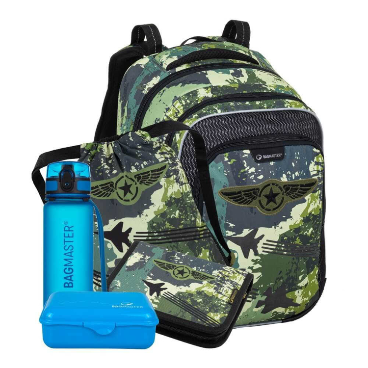 Obrázek z Bagmaster LUMI 22 C Velký SET Školní batoh zelený 23 L 