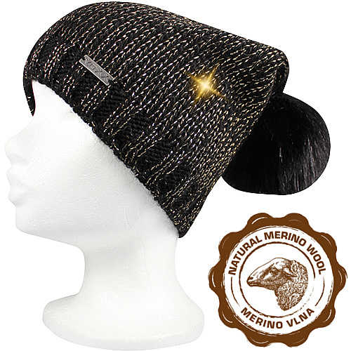 VOXX® pletené čepice Meriva černá/zlatá 1 ks