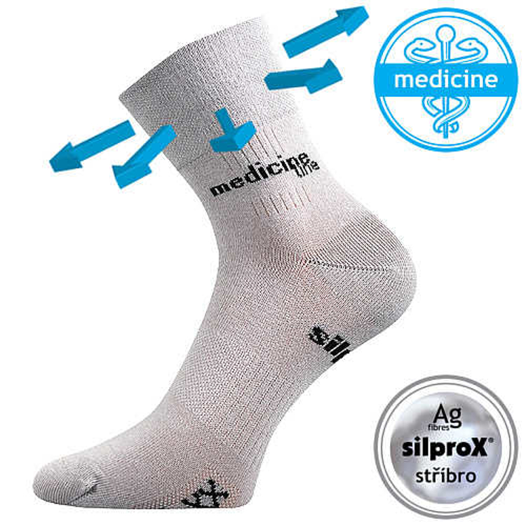 Obrázek z VOXX Ponožky medicine MISSION s jemným lemem SVĚTLE ŠEDÉ 