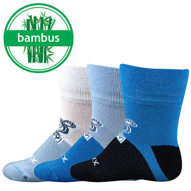 Obrázek z VOXX Ponožky kojenecké bambusové SEBÍK s medvídkem CHLAPECKÉ (3 páry) 