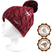 Obrázek z VOXX Čepice dámská pletená ASTRA s flitry a bambulí VÍNOVÁ 
