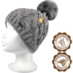 Obrázek z VOXX Čepice dámská pletená ASTRA s flitry a bambulí ŠEDÁ 