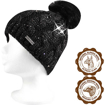 Obrázek z VOXX Čepice dámská pletená ASTRA s flitry a bambulí ČERNÁ 