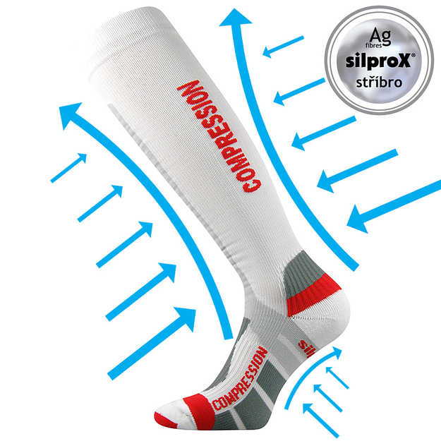 VOXX® podkolenky Signal bílo červená 1 pár