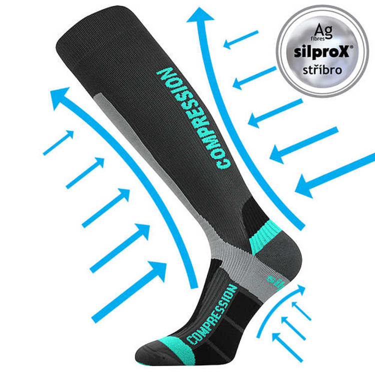 Obrázek z VOXX Podkolenky kompresní SIGNAL anatomicky tvarované s ionty stříbra TMAVĚ ŠEDÉ 