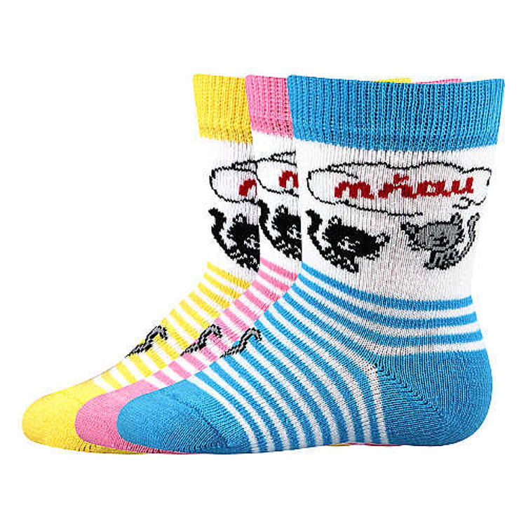 Obrázek z BOMA Ponožky kojenecké MIA barevný mix s KOČKAMI (3 páry) 