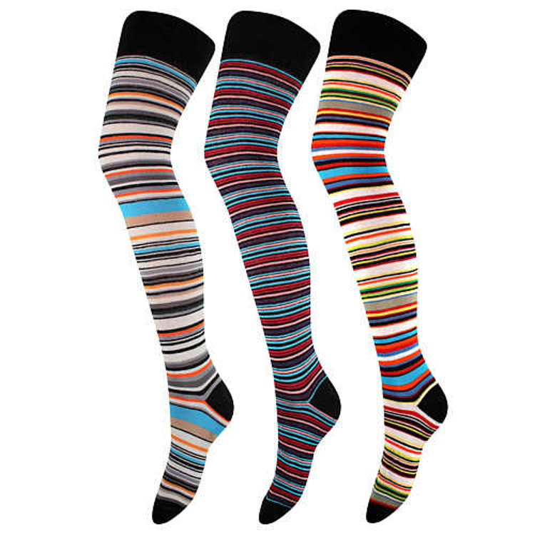 Obrázek z BOMA Nadkolenky dámské pruhované MIX BAREVNÉ (3 páry) 