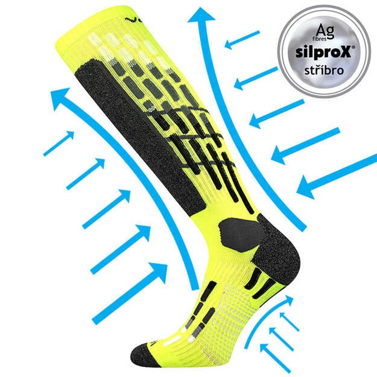 Obrázek z VOXX Podkolenky kompresní VXPRES s ionty stříbra NEON ŽLUTÉ 