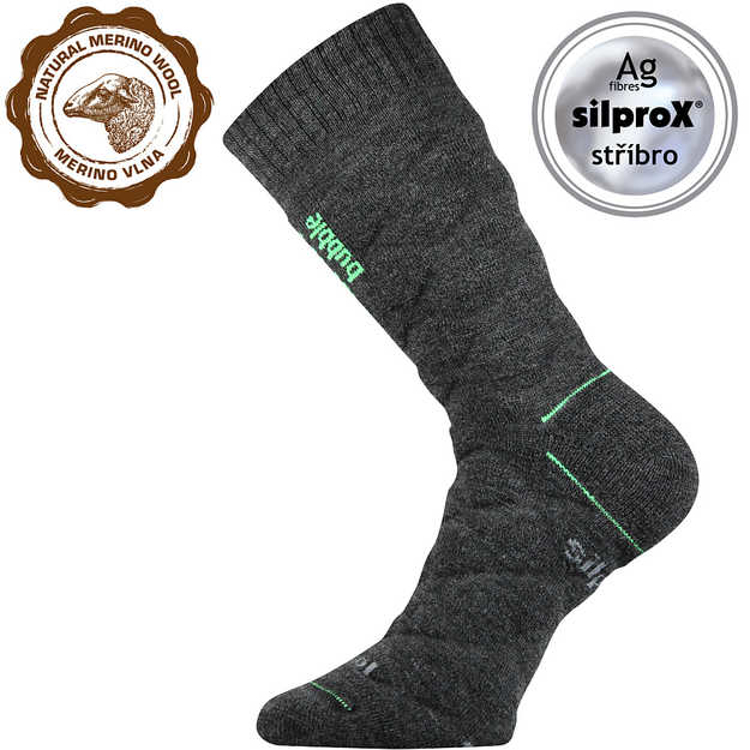 Obrázek z VOXX Ponožky silné dvouvrstvé z merino FORCE s ionty stříbra TMAVĚ ŠEDÉ 