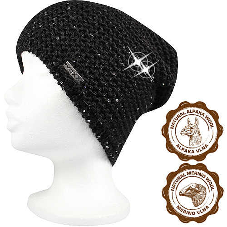 Obrázek z VOXX Čepice dámská pletená INSIGNIA s flitry ČERNÁ 