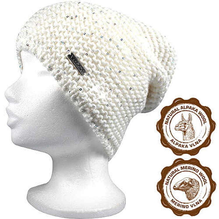 Obrázek z VOXX Čepice dámská pletená INSIGNIA s flitry BÍLÁ 