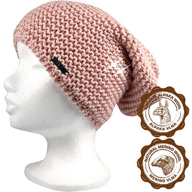 Obrázek z VOXX Čepice dámská pletená INSIGNIA s flitry RŮŽOVÁ 