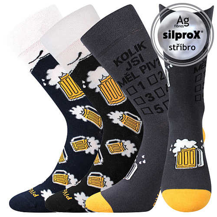 Obrázek z VOXX Ponožky pánské letní PIVOXX vtipné s obrázky PIVA mix 6 (3 páry) 