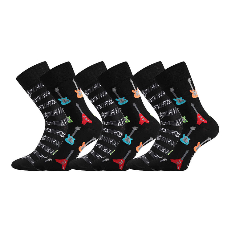 Obrázek z LONKA Ponožky trendy párované 1+1 DOBLE s obrázky KYTARY (3 páry) 