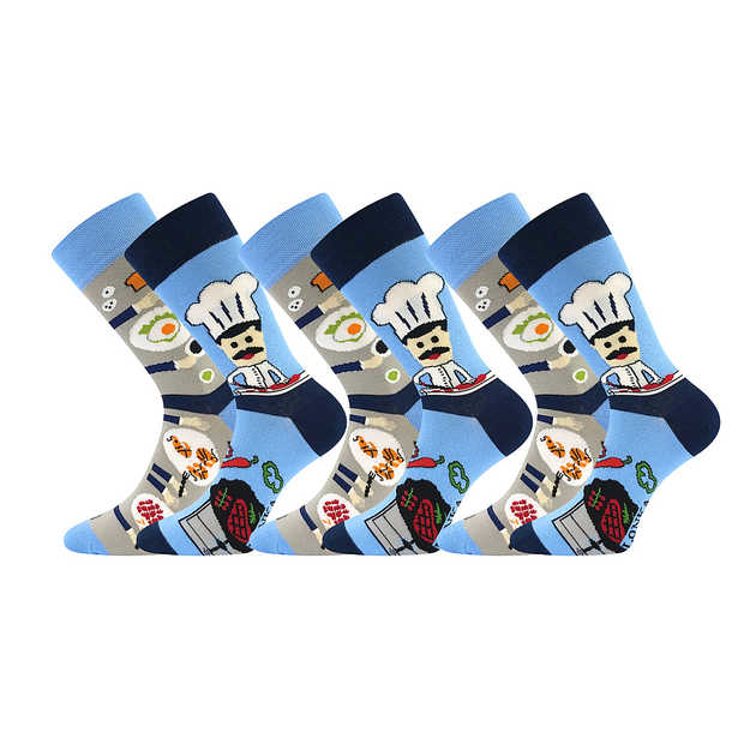 Obrázek z LONKA Ponožky trendy párované 1+1 DOBLE s obrázky KUCHAŘE (3 páry) 