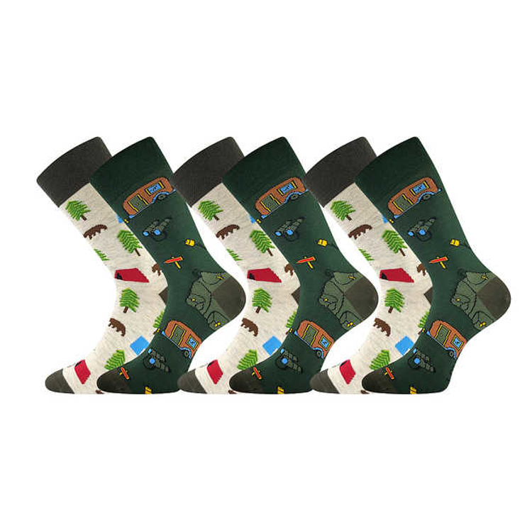 Obrázek z LONKA Ponožky trendy párované 1+1 DOBLE s obrázky KEMPING (3 páry) 