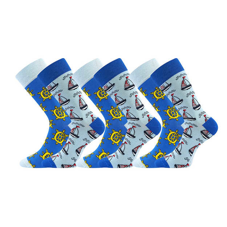 Obrázek z LONKA Ponožky trendy párované 1+1 DOBLE s obrázky LODĚ (3 páry) 