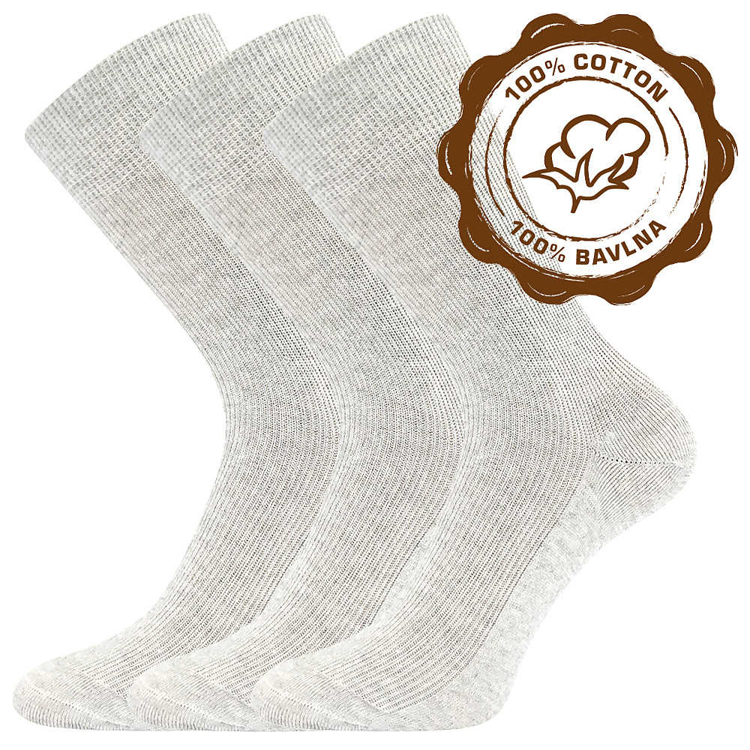 Obrázek z LONKA Ponožky slabé HALIK 100% bavlněné SVĚTLE ŠEDÉ MELÉ (3 páry) 