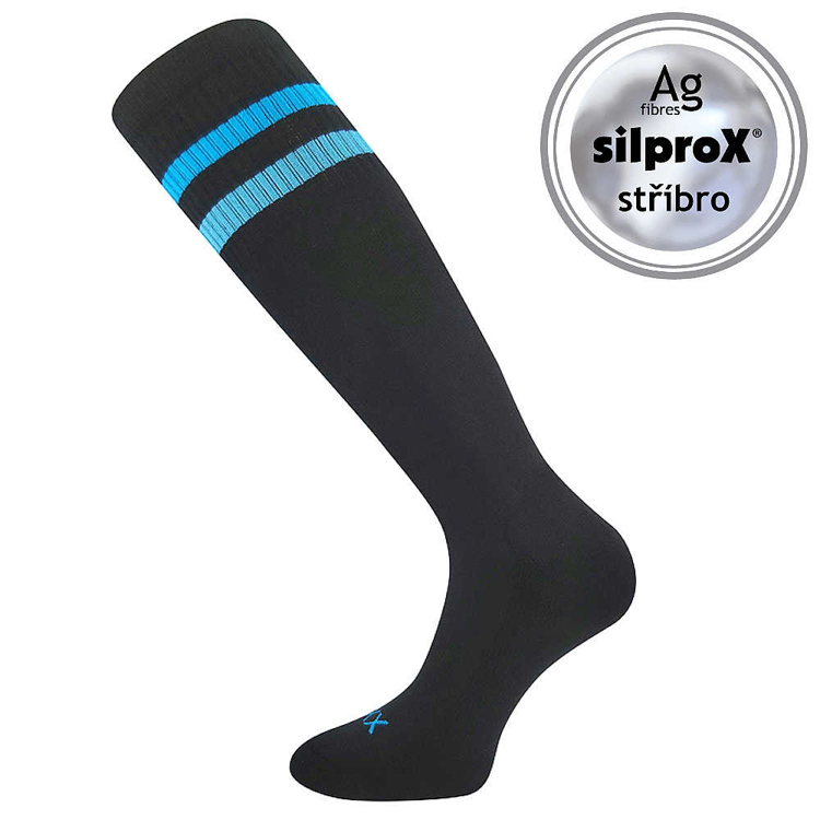 Obrázek z VOXX Podkolenky dámské sportovní RETRANA s ionty stříbra ČERNÉ s tyrkysovou 