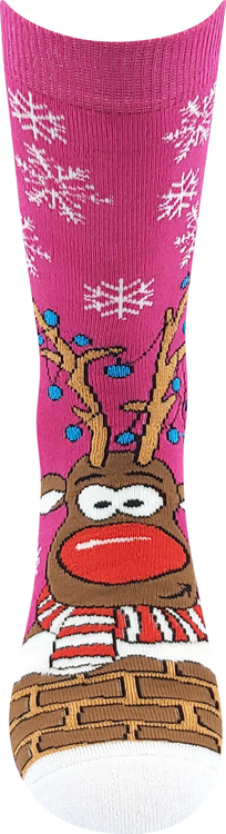 Obrázek z BOMA Ponožky vánoční froté RUDY se sobíkem RŮŽOVÉ 