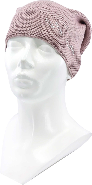 Obrázek z VOXX Čepice dámská pletená MICRA bavlněná s kamínky Swarovski STARORŮŽOVÁ 