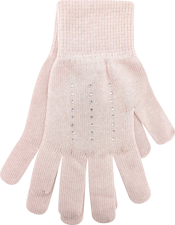 Obrázek z VOXX Rukavice dámské pletené LEAF s kamínky Swarovski RŮŽOVÉ 