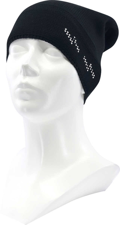 Obrázek z VOXX Čepice dámská pletená MICRA bavlněná s kamínky Swarovski ČERNÁ 