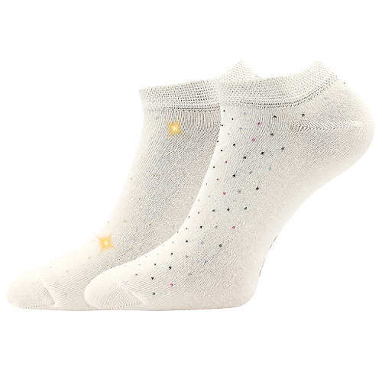 Obrázek z BOMA Ponožky dámské nízké PIKI 82 letní TEČKOVANÉ smetanové (2 páry) 