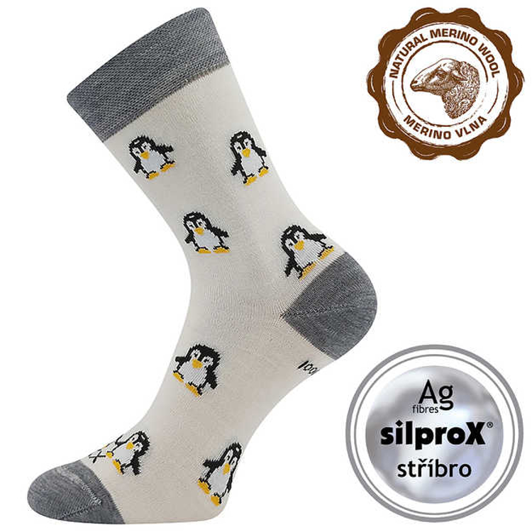 Obrázek z VOXX Ponožky dámské slabé z merino SNĚŽENKA s ionty stříbra BÍLÉ 
