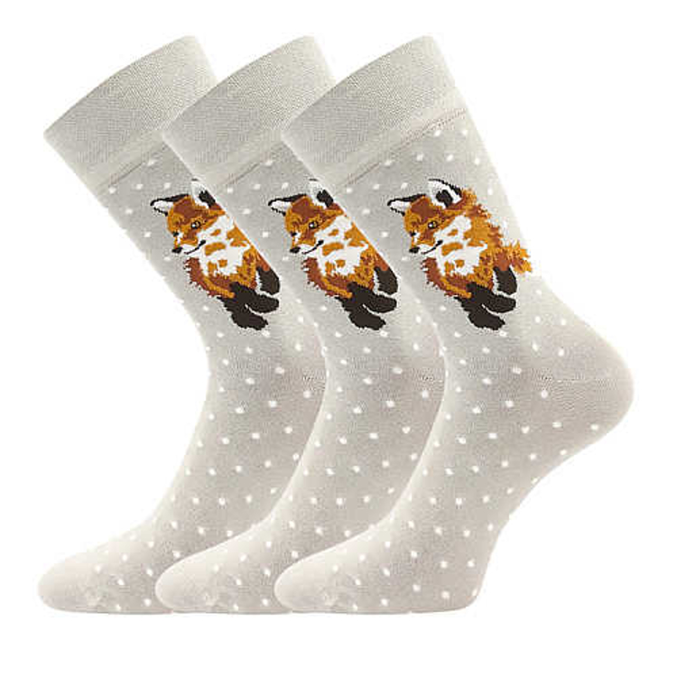 Obrázek z LONKA Ponožky dámské bambusové FOXANA s obrázkem LIŠKY (3 páry) 