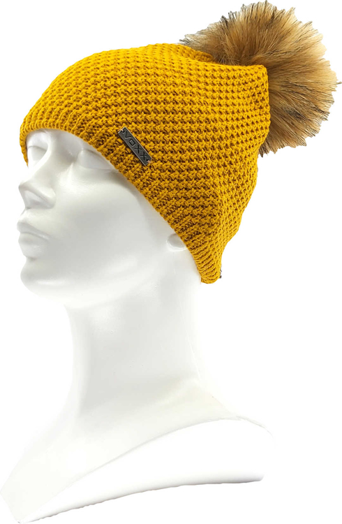 Obrázek z VOXX Čepice dámská pletená GALLOPERA s bambulí HOŘČICOVÁ 