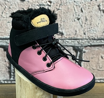 Obrázek Pegres Barefoot BF40 Dětské zimní kotníkové boty růžové