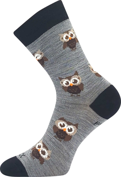 Obrázek z VOXX Ponožky dámské slabé z merino BUBO s ionty stříbra SVĚTLE ŠEDÉ 