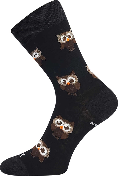 Obrázek z VOXX Ponožky dámské slabé z merino BUBO s ionty stříbra ČERNÉ 