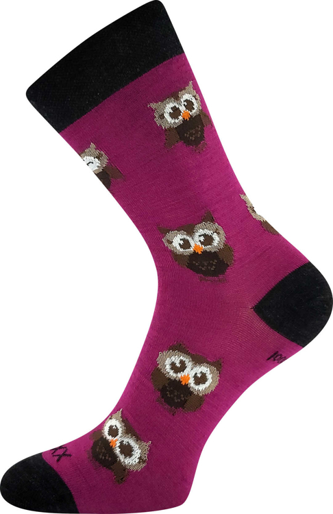 Obrázek z VOXX Ponožky dámské slabé z merino BUBO s ionty stříbra FUXIA 
