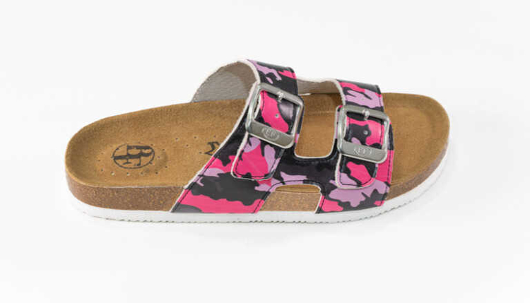 Obrázek z BF BY2131097 Dámské pantofle v černo-růžové maskáčové barvě 