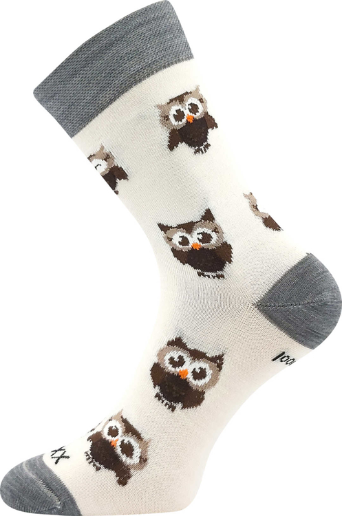 Obrázek z VOXX Ponožky dámské slabé z merino BUBO s ionty stříbra BÍLÉ 