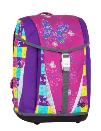 Obrázek Bagmaster POLO 7 A školní batoh / aktovka - barevný motýl růžová 21 l