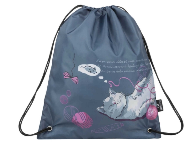 Obrázek z Bagmaster SÁČEK GALAXY 9 A školní na přezůvky / tělocvik - kočka s klubíčky fialová 1.2 l 