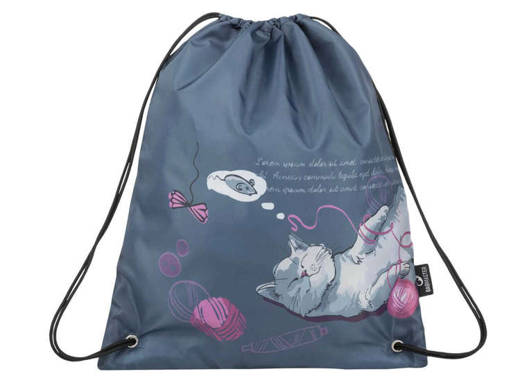 Obrázek z Bagmaster SÁČEK GALAXY 9 A školní na přezůvky / tělocvik - kočka s klubíčky fialová 1.2 l 