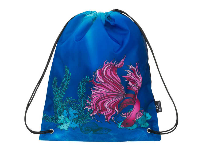 Bagmaster SÁČEK GALAXY 9 C školní na přezůvky / tělocvik ryba s glitry Modrá