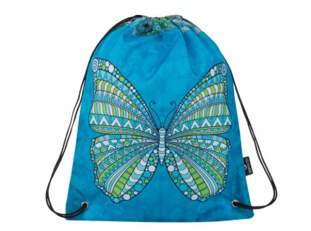 Obrázek Bagmaster SÁČEK MERCURY 9 B školní na přezůvky / tělocvik - modrý motýl Modrá 1.2 l