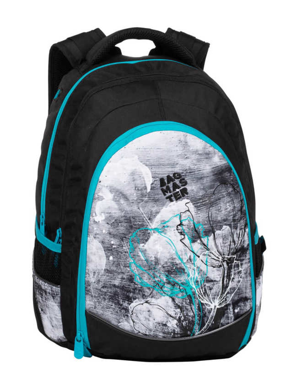 Obrázek z Bagmaster DIGITAL 20 B studentský batoh - modrý s květinami Modrá 34 l 