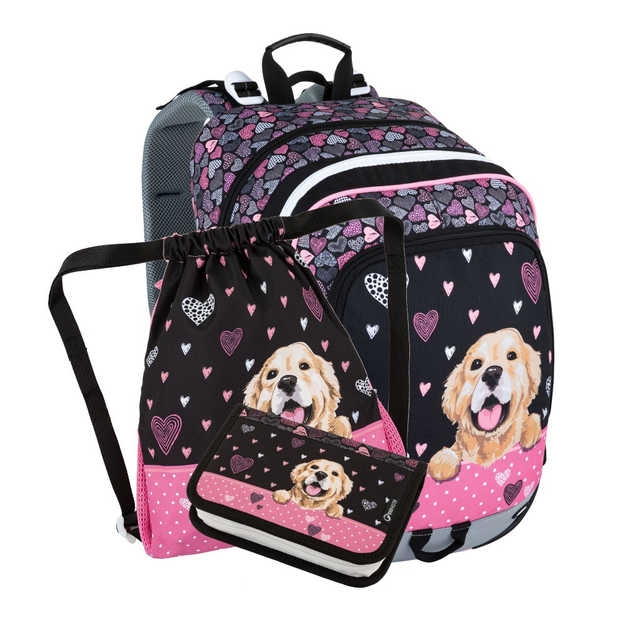 Obrázek z Bagmaster ALFA 21 A malý školní set pro prvňáčky - pes Růžová 18 l 