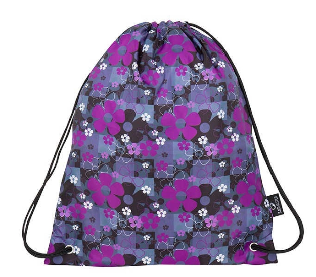 Obrázek z Bagmaster SÁČEK MERCURY 8 A školní na přezůvky / tělocvik - fialové květiny Fialová 1.2 l 