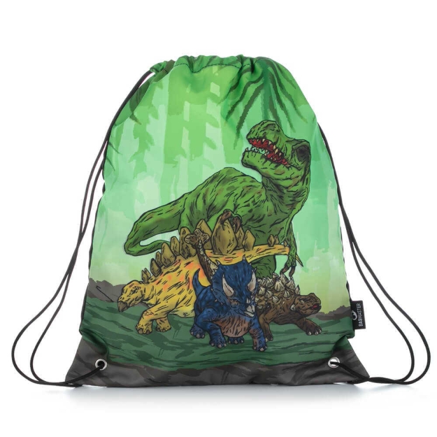 Obrázek z Bagmaster SÁČEK ALFA 21 C školní na přezůvky / tělocvik - dinosaur Zelená 1.2 l 