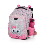 Obrázek z Bagmaster LUMI 22 A školní batoh - bílá kočka s mašlí Růžová 18 l 